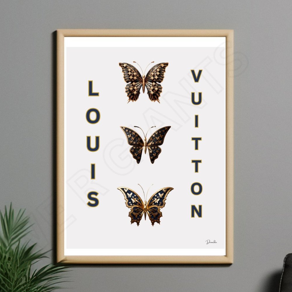 LOUIS VUITTON GOLD BUTTERFLY Artwork 11X17- Wall Decor, Louis Vuitton, Luxury